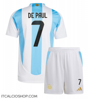 Argentina Rodrigo De Paul #7 Prima Maglia Bambino Copa America 2024 Manica Corta (+ Pantaloni corti)
